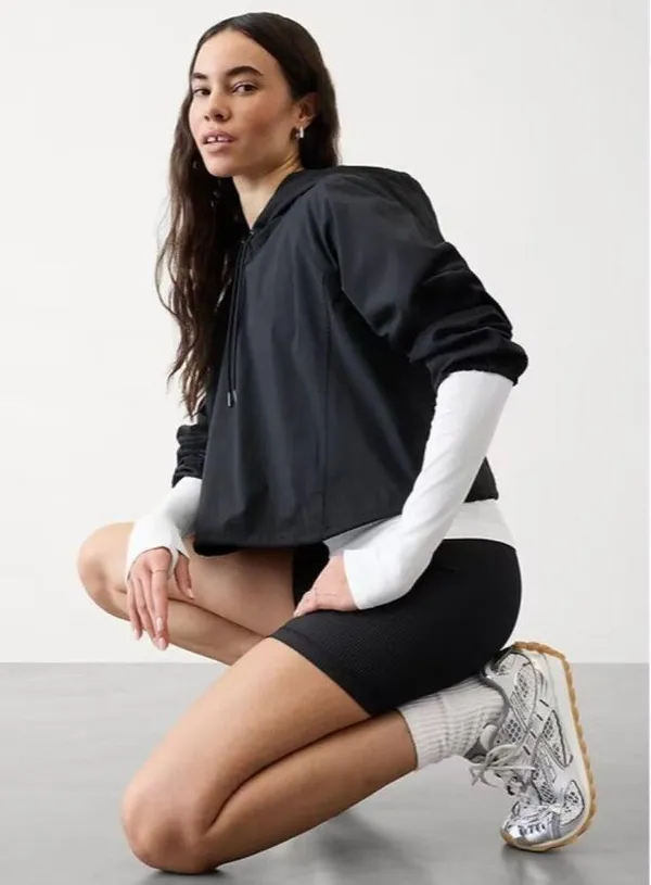 Athleta L Midday Cropped Hoodie Black Large - Image 4