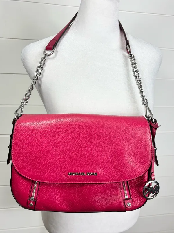 Michael Kors Handbag Bedford Legacy Leather Flap Crossbody Raspberry Pink - Image 15