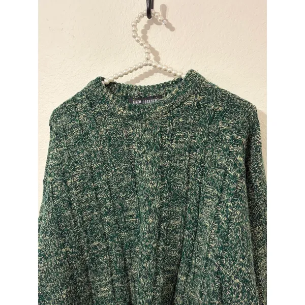 Vintage Enzo Lorenzo Sweater Size XL Green Chunky Knit Pullover Jumper Cozy Top - Image 6