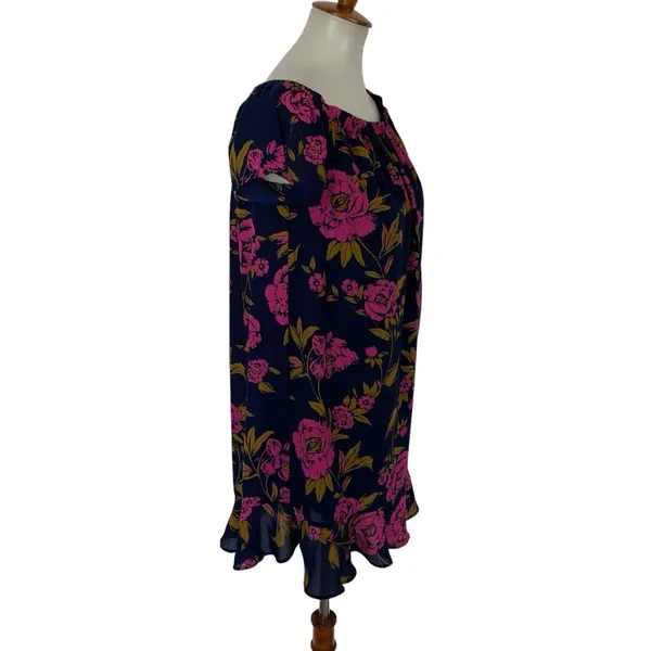 Express Dress‎ Medium Blue Pink Floral Boho Romantic Feminine - Image 4