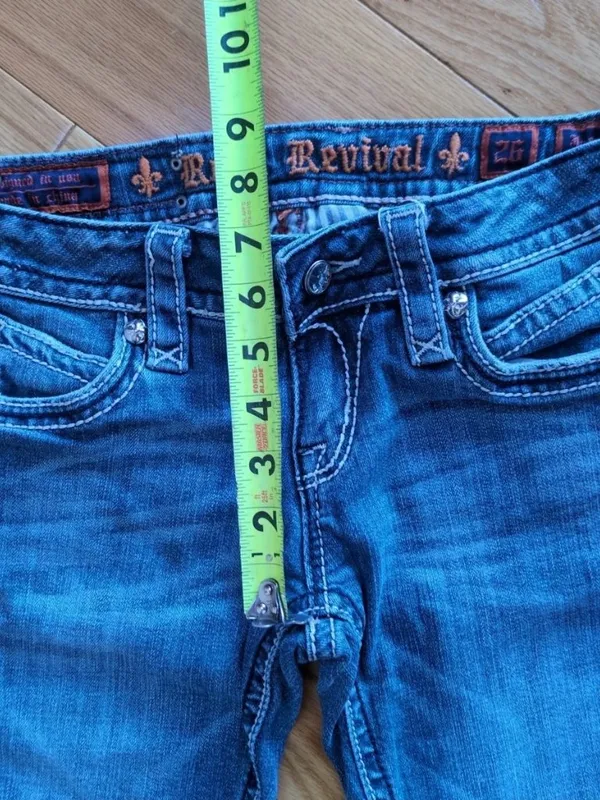 Rock Revival Jasmine Skinny Blue Jeans Womens Sz 26 (26x31) Stretch Rhinestone - Image 6