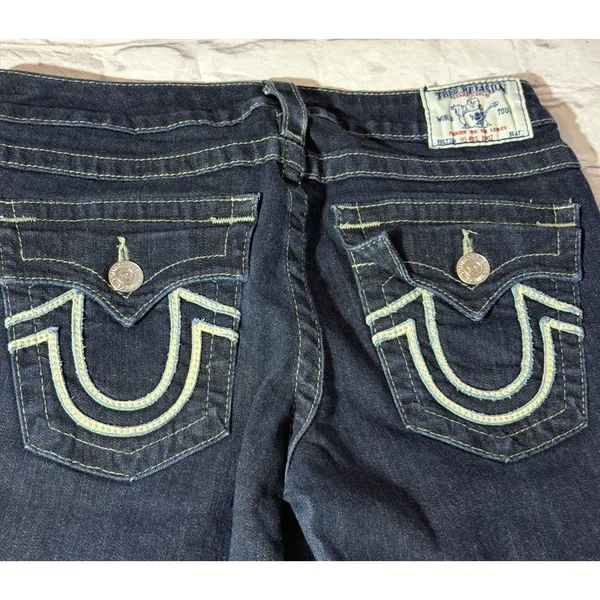 True Religion Jeans Women's 28 Bootcut Y2K McBling Mid Rise Western‎ Boho - Image 4