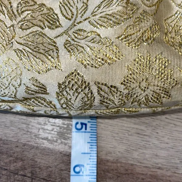 Vintage 1950’s Womens Metallic Jacquard Chain Handle Clutch and Gloves Gold Crea - Image 12