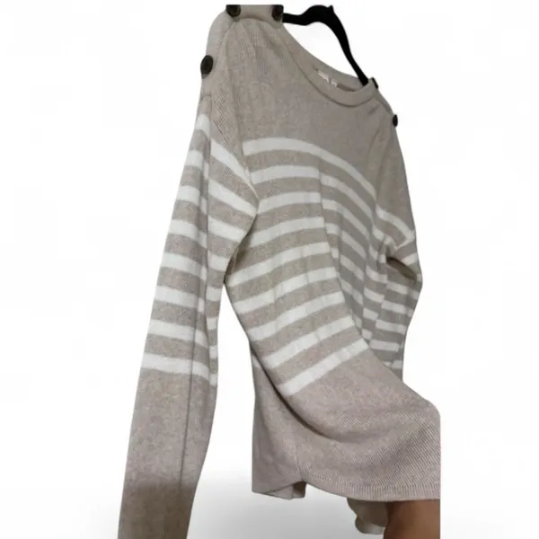 GAP Striped Button-Shoulder Sweater, Size Small - Image 8