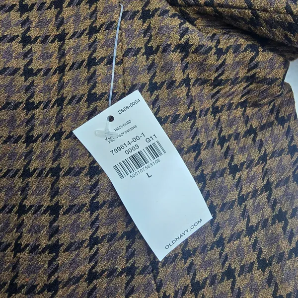Old Navy NWT Pixie Blazer Womens Brown Houndstooth Collarless‎ Jacket Large - Image 7