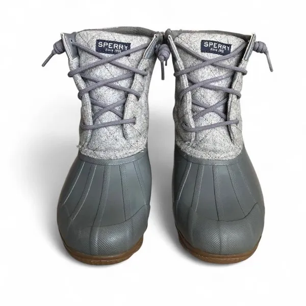Sperry Women's Size 7.5 Gray Rain Short Boots Booties Gray Quilted Short. - Image 4