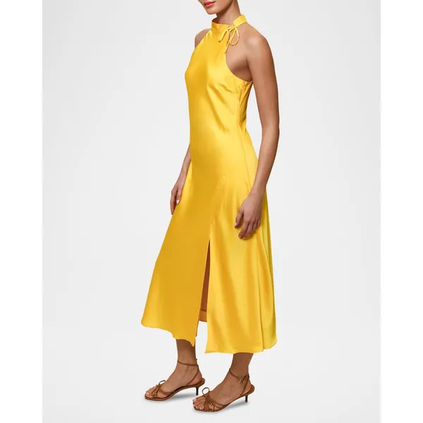 New! Hutch Mari Halter Midi Dress Yellow Daffodil Satin Sz Small‎ - Image 7