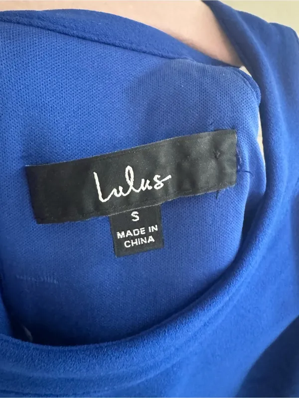 Lulu's Cobalt High-Neck One-Shoulder Fit & Flare Dress - Image 3
