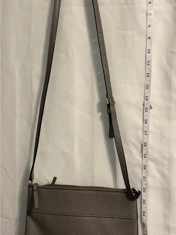 Kate Spade New York Dark Gray Leather Crossbody Shoulder Bag adjustable strap - Image 2