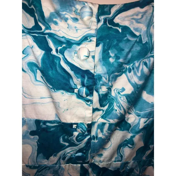 Anthropologie Wedding Guest Dress Size 4 Maeve Marbled Waters Blue Aqua Party Old Money Preppy - Image 5