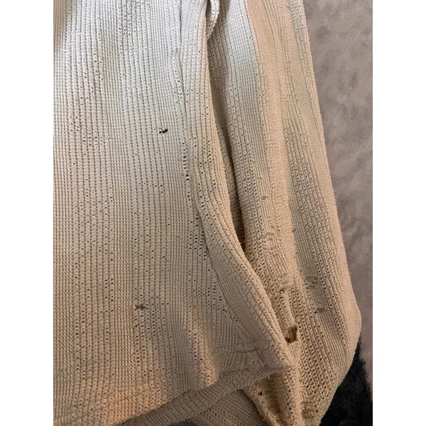Mystree Distressed Thermal Henley Split V Neck Raw Edge Sleeves Boho - Image 6