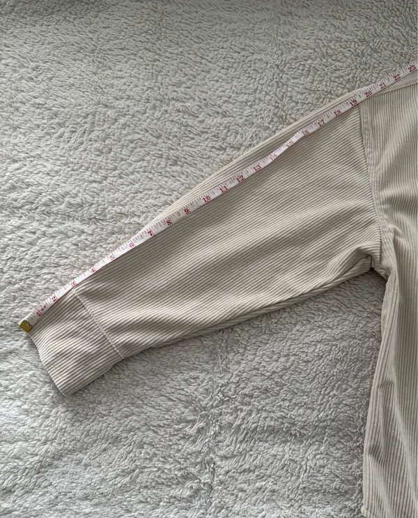 Small Beige Casual Button Down Long Sleeve with Oversized Fit Corduroy Style Tan - Image 7
