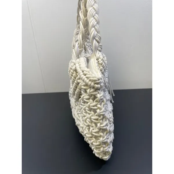 Women's Handmade Macrame/Crochet White Hand bag SKU 4278 - Image 3