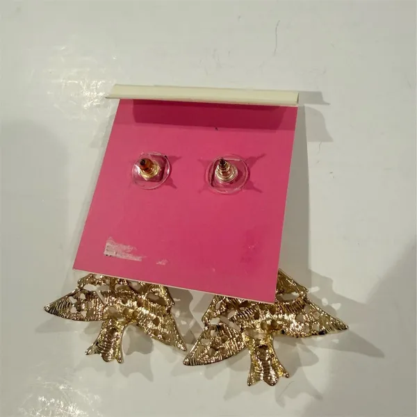 Cute Betsey Johnson Christmas Tree Drop Dangle Earrings Gold Red Green Crystal - Image 3