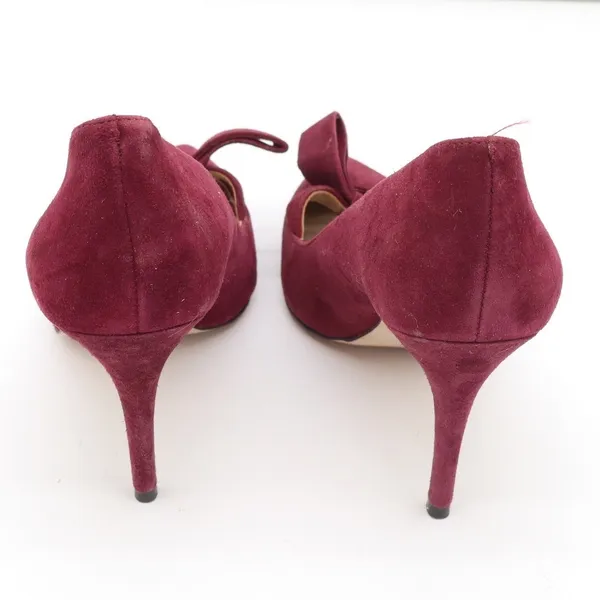 Ann Taylor Pumps Womens 9 Bow Pointed Toe Burgundy Suede Stiletto Good - Image 5