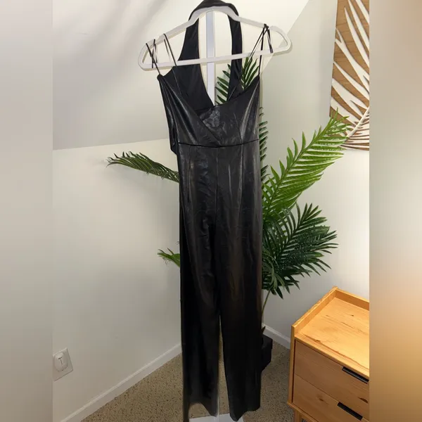 Amanda Uprichard‎ X Revolve Isadore Faux Leather Jumpsuit in Black size small - Image 6