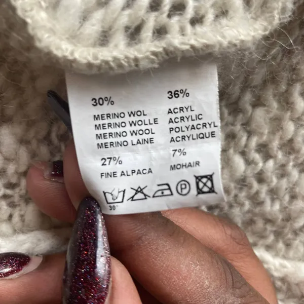 Leuk! by Cleo Cream Knitted Cardigan Size Medium - Image 6
