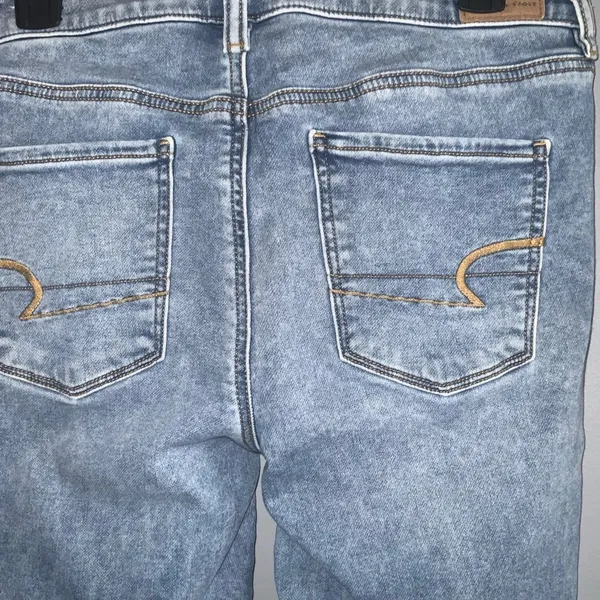 American Eagle Next Level Stretch Crop Jegging Distressed Ripped Blue Jeans 10 - Image 9
