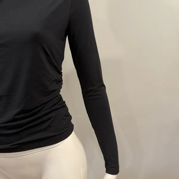 Abercrombie Long-Sleeve Slinky Jersey Asymmetrical Ruched Top - Black - Image 6