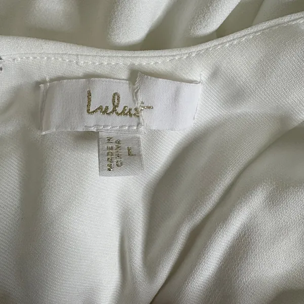 Lulus‎ White Square Neck Fishtail Gown Maxi Dress Adjustable Straps Size L - Image 8