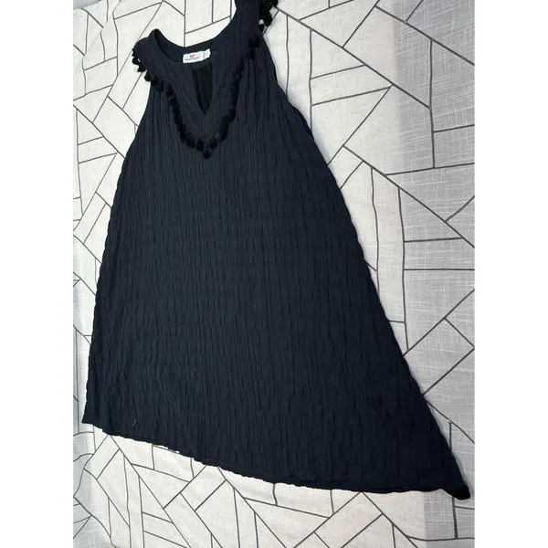 Vineyard Vines Smocked Ruffle Textured‎ Sleeveless Dress Black Womens Size Small - Image 11