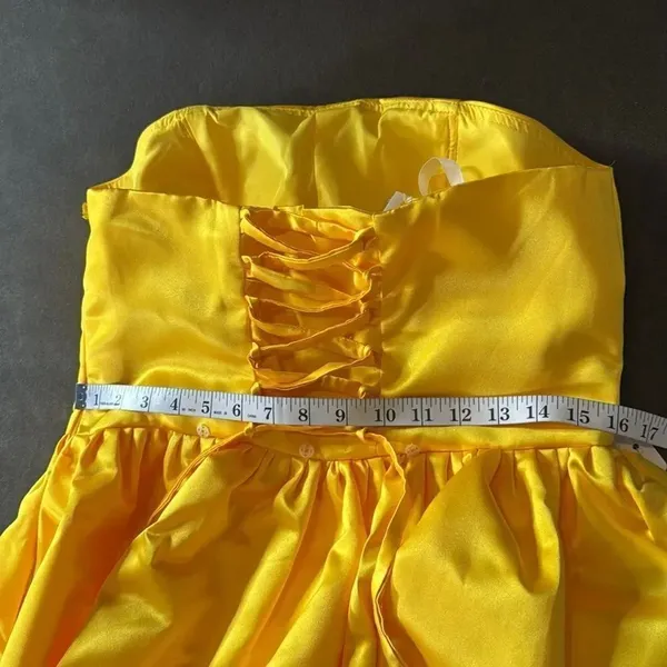 Short Yellow Strapless Homecoming Prom Dress Corset Back Bow Puffy Skirt Size M - Image 11