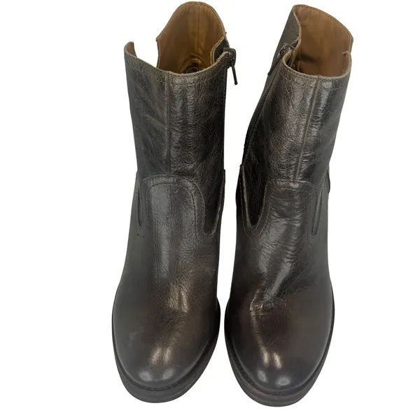 Lucky Brand LK Quintei Gray Leather Ankle Boots Block Heel‎ Booties 8.5M - Image 8