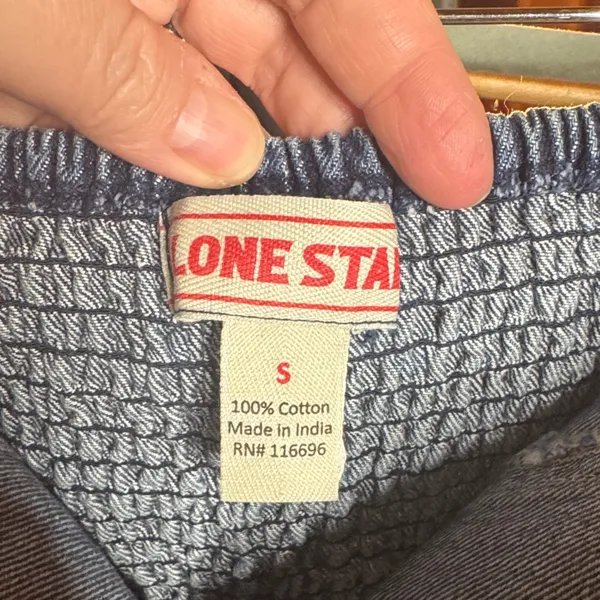 Vintage Lone Star Blue Indigo Wash Denim Smocked Corset Tube Top Size Small - Image 2