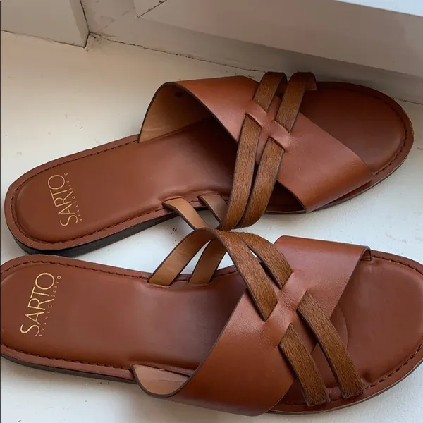 Franco Sarto Brown Leather Sandals - Image 4