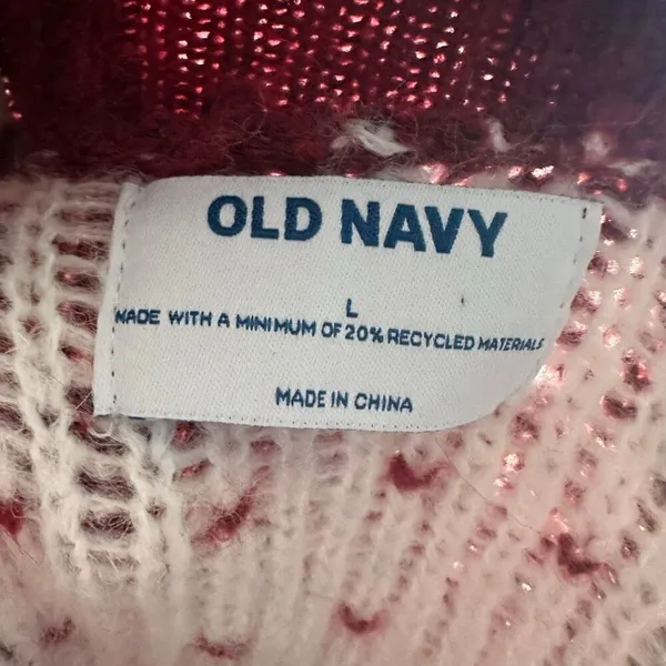 Old Navy L red snowflake fair isle button down cardigan - Image 3