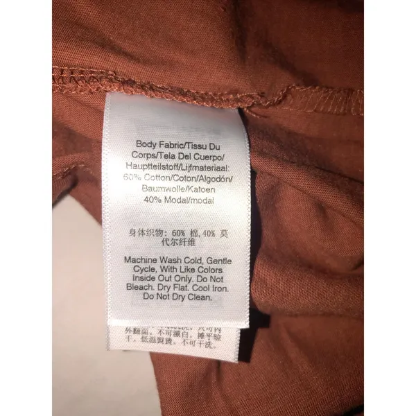 DKNY Knit Top Size L Rust Short Sleeve Drop Shoulder Elevated Tee Relaxed Fit - Image 8