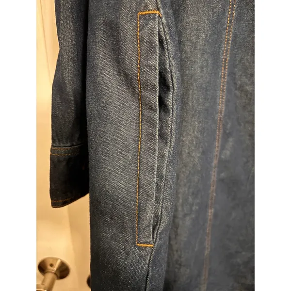 Frye Womens Denim Shirt Dress Blue Long Sleeve Button Front Seamed Waist XXL - Image 5