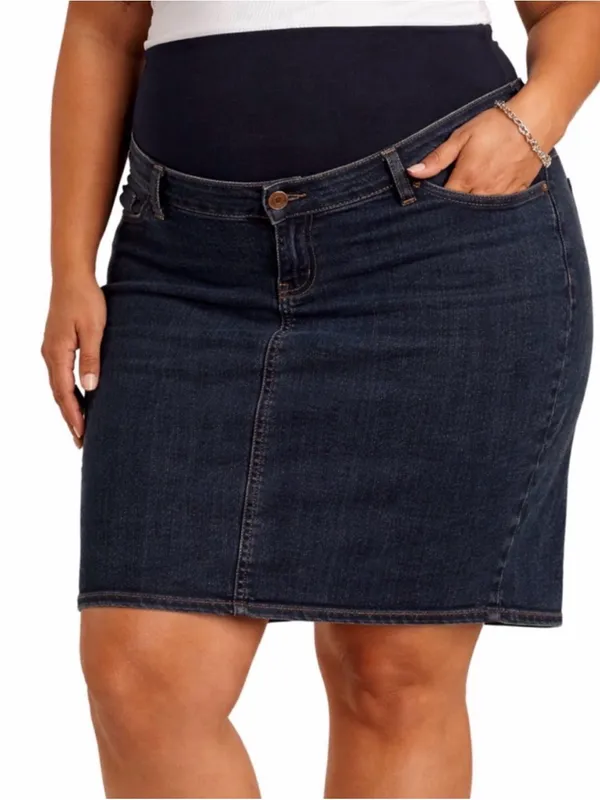 Zara Skirt Maternity Size Large Dark Wash Denim Stretch Panel(A543) - Image 2