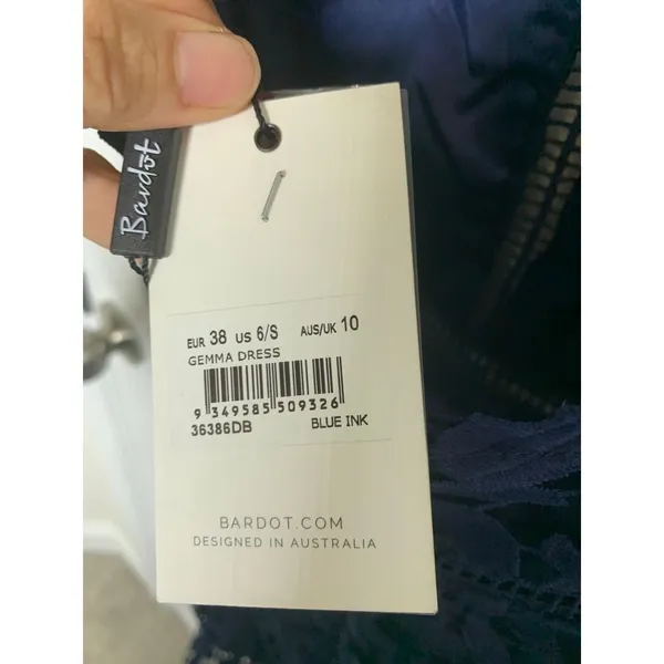 Bardot navy blue Gemma lace floral embroidered halter cocktail dress size‎ small - Image 8
