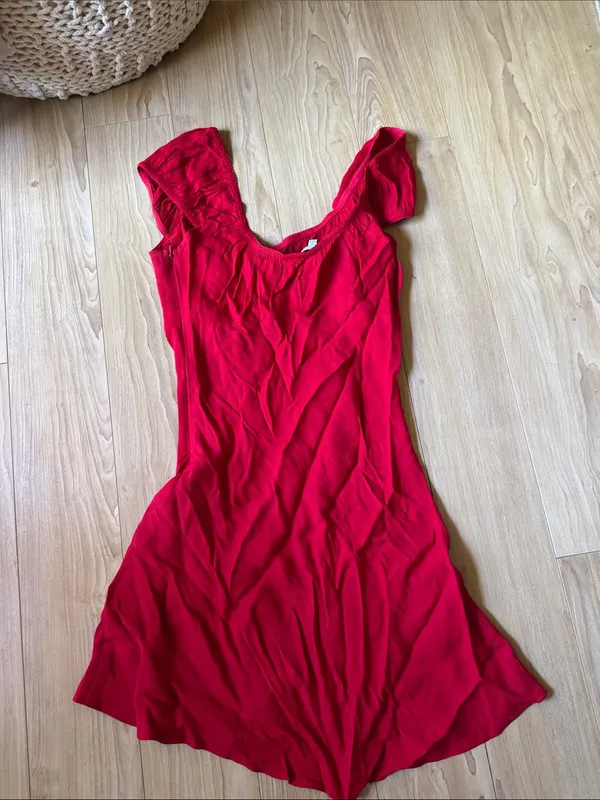 Reformation Scarlet Red Off-Shoulder Dress - Image 3