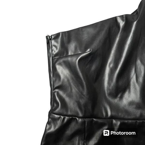 Lulus Highly Favored‎ Black Vegan Leather One-Shoulder Mini Dress - Image 6