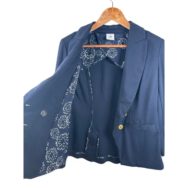 Cabi Size‎ 4 Navy Blue Double Breasted Blazer Gold Anchor Buttons Professional - Image 6