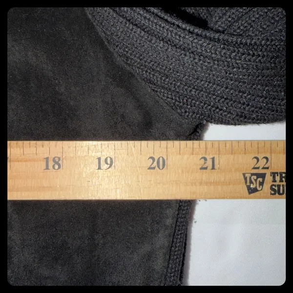 Chico's Design Jacket Women Size 2 Black Leather Suede Knit Mixed Media Coat - Image 3