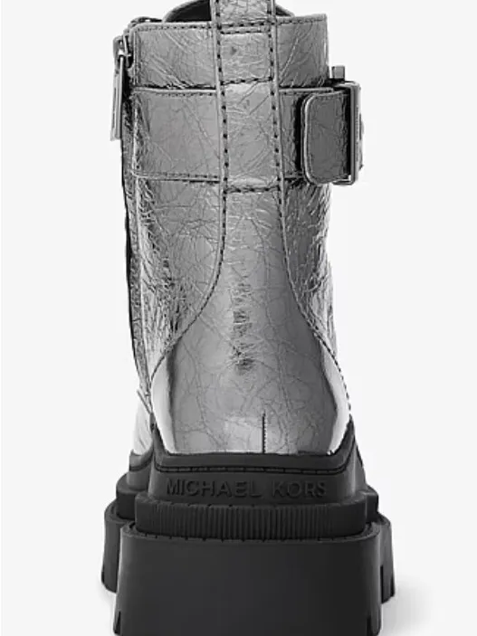 MK Colby Crackled Metallic Leather Combat Boot - Image 2