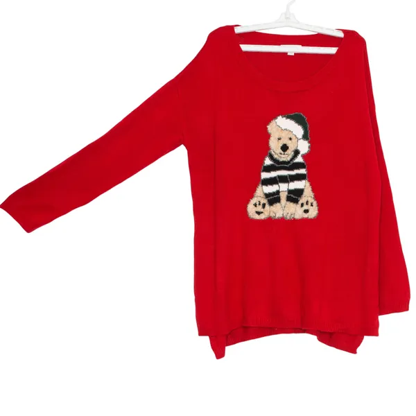 NY&C Sweater Bear Christmas Festive Holiday Novelty Cottage Retro Cozy Red Large - Image 7