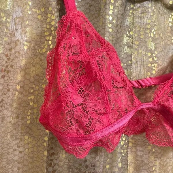 Free People Bright Eyes Hot Pink Romantic Coquette Sheer‎ Lace Bralette S NWOT - Image 3