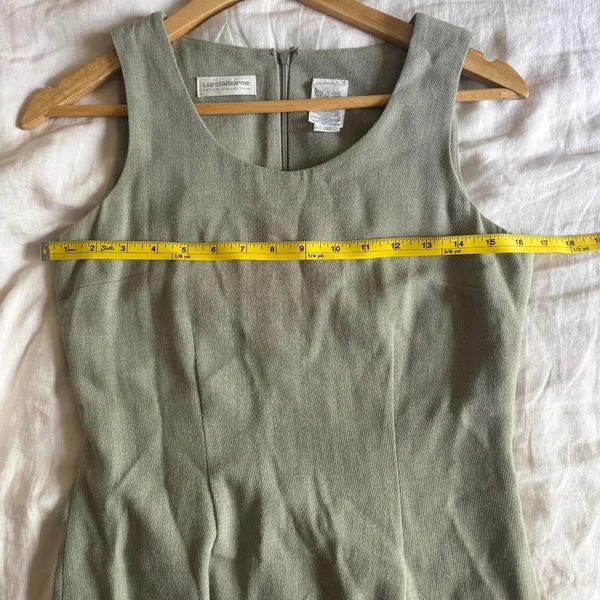 Vintage Sage Green Liz Claiborne Collection Structured Sheath Dress Sizw 2 - Image 5