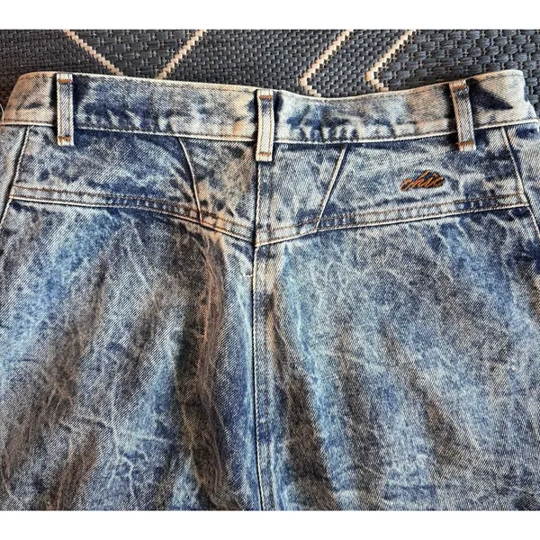 Vintage CHIC Acid Wash Pleated Jeans High Rise Tapered 80s Indie Streetwear USA - Image 11