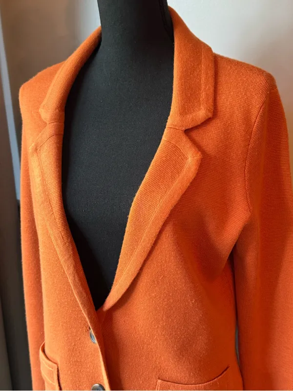Halogen Orange wool blend Knit Blazer large - Image 2