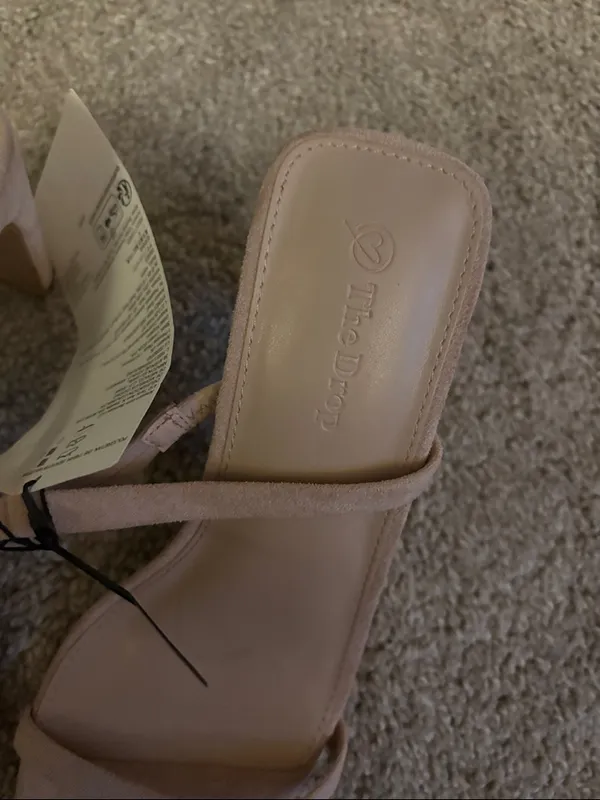 Minimalist Blush Strappy Square-Toe Heels 3 inch millennial pink size 8.5 new - Image 2