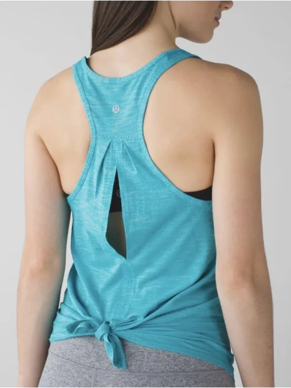 lululemon Salute the Sun Blue Racerback Tank Heathered Peacock Active Top - Image 6