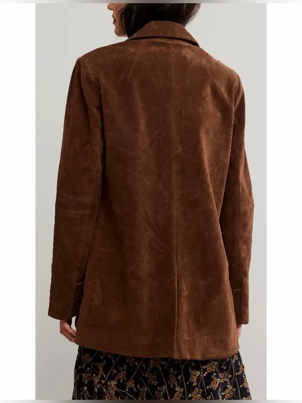 FREE PEOPLE NWT Paper Cut Vegan Suede Blazer / Brown Bear - Image 5