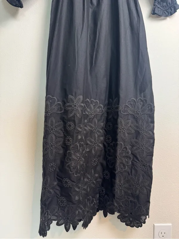 kate spade Black Midi Peasant Dress with Lace Trim - Image 7