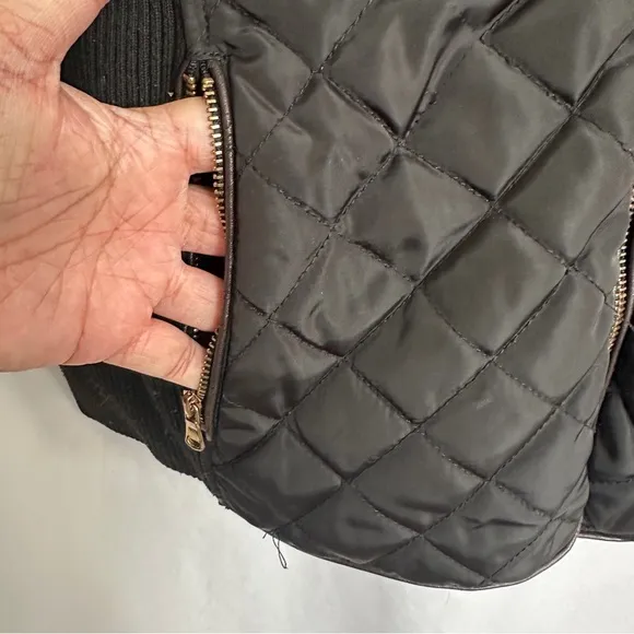 Ci Sono Quilted Puffer Jacket Womens Large Preppy Winter Elbow‎ Patches Zip Up - Image 4