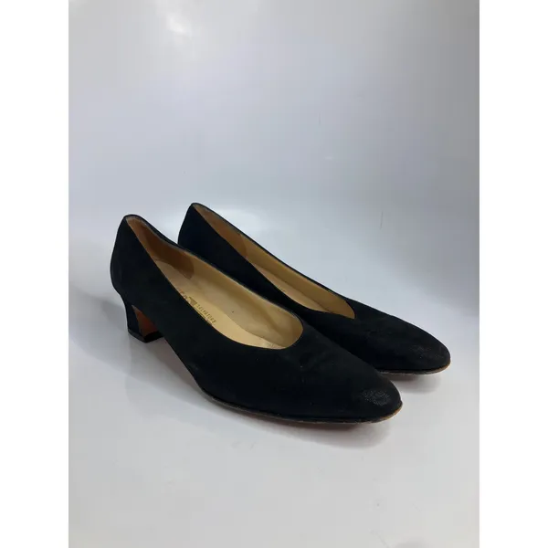 Salvatore Ferragamo Pumps Womens 10.5 AA Black Good Block Heel Textured Italy - Image 3